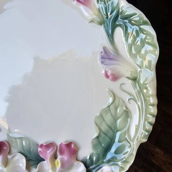 FRANZ  COLLECTION SWEET PEA GARDEN PLATTER - Picture 7 of 9